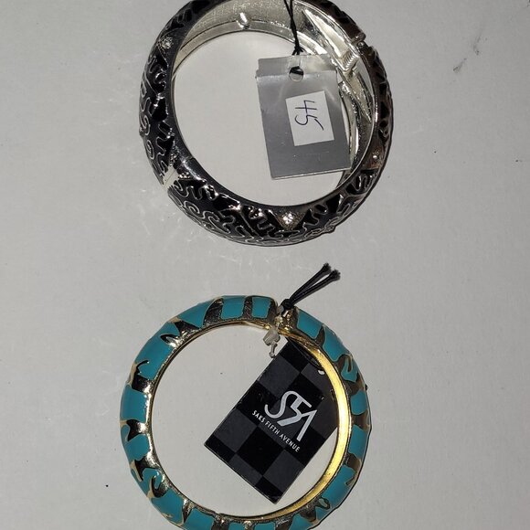 Bangle 3 available Bangle Sequin Saks 5th Ave Black Green White Bracelet - Picture 1 of 10